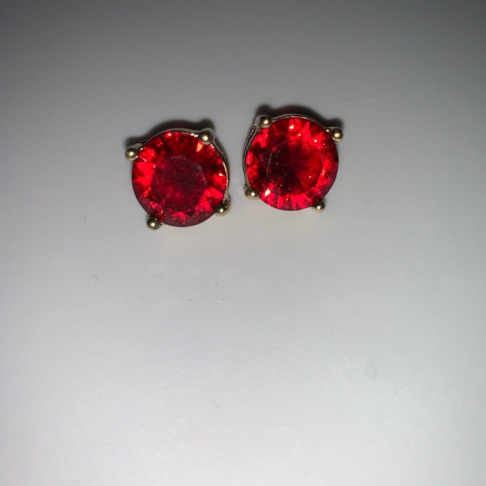 Red stone stud earrings
